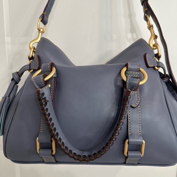 Dooney & Bourke Steel  Blue Leather Floretine Satchel - Picture 2 of 4